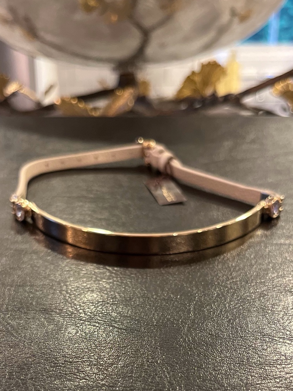 Henri Bendel LUXE Oval Asscher Chocker Leather and Gold-Tone